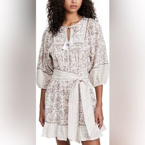 Cleobella Magdalena Boho Mini Dress | Organic Cotton | Tassel Tie | XS